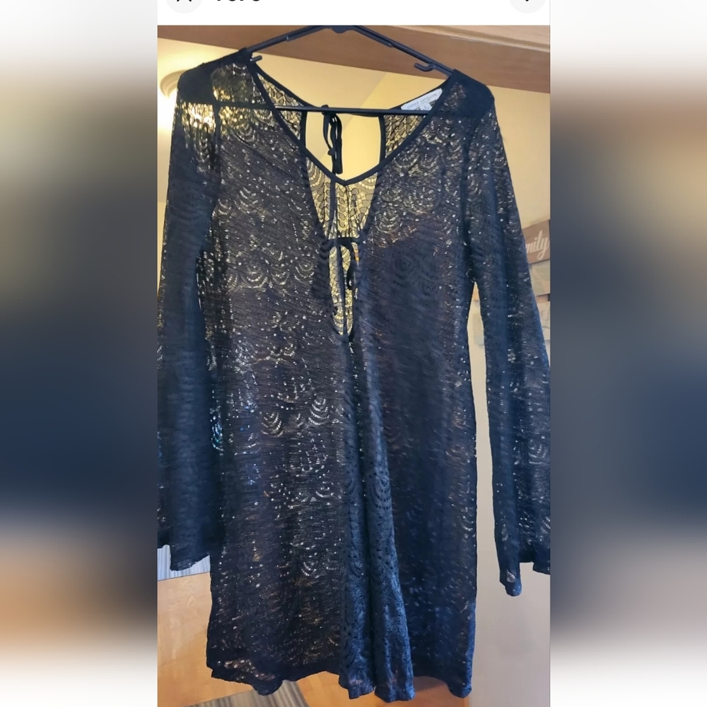 Womens Green Envelope Lace Swim Cover Up Size Medium